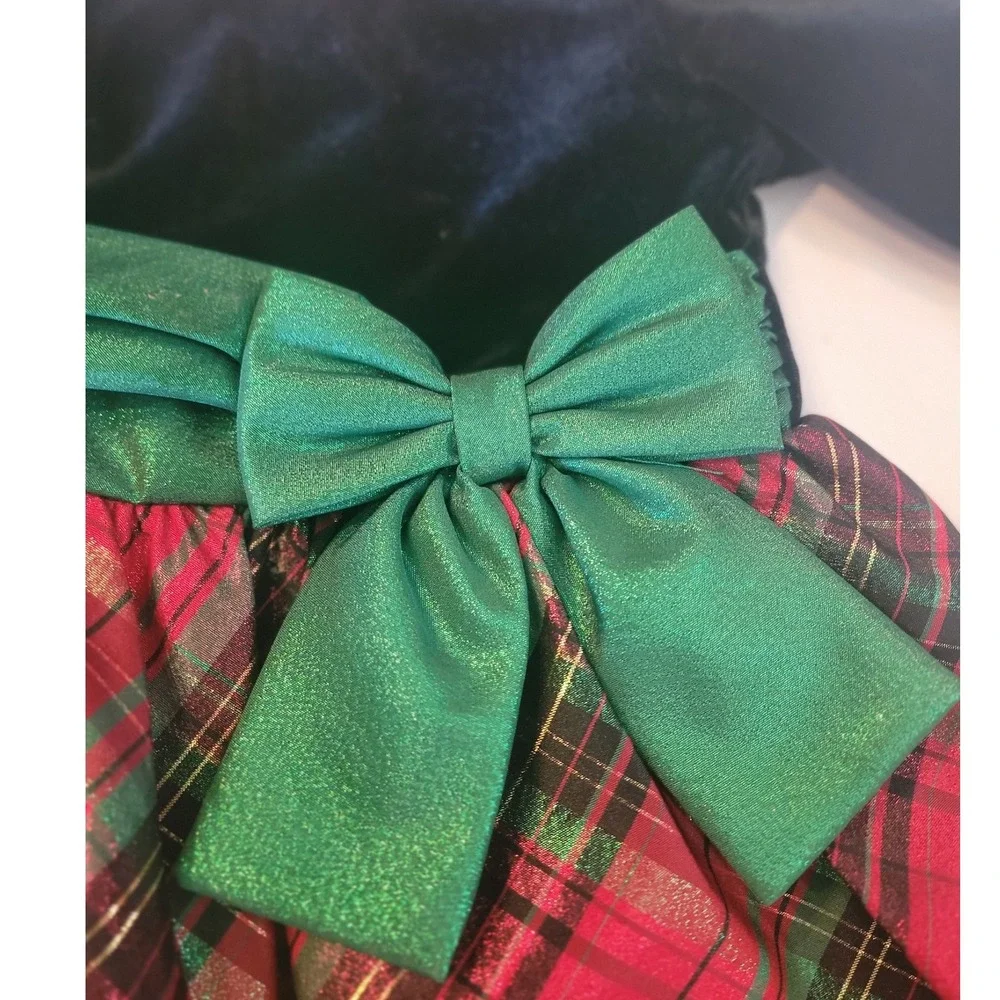 Bonnie Jean Girls Christmas Holiday Dress Black‎ Velvet Red Plaid 3T